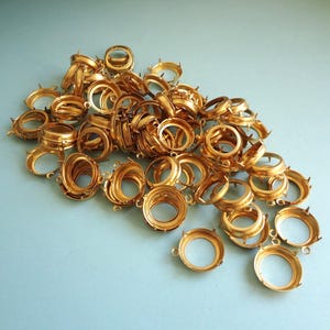 18 mm/75ss 真鍮 1リング オープンバック 3.5 mm ローウォール ラウンド ラインストーン プロングセッティング わずかに尖ったバックジュエルまたはフラットバックキャブ用 12個
