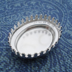 Ajustes de punta de borde de corona trasera cerrada ovalada plateada para joyas o taxis de 25x18 mm * Fabricación de joyas de bricolaje suministrada * Leer * 3PCS