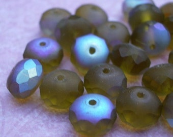 25 Olive Green 8mm Fire Polished Czech Glass Beads