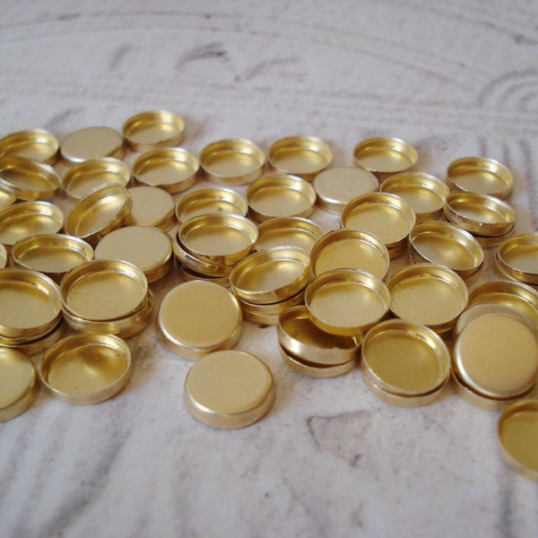 9mm Brass Round 2mm High Wall Closed Back Bezel Settings for Resin, Flat Back Cabs or Stones 24PCS