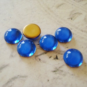 13mm Sapphire Blue Preciosa Gold Foiled Flat Back Round Glass Cabs * DIY Jewelry Making & Replacement Cabs * 12PCS