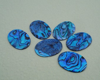 25x18mm Paua Blue Abalone Mother of Pearl Oval Thin Flat Back Natural Shell Cabs 2PCS