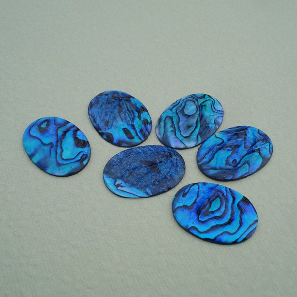 25x18mm Paua Blue Abalone Mother of Pearl Oval Thin Flat Back Natural Shell Cabs 2PCS
