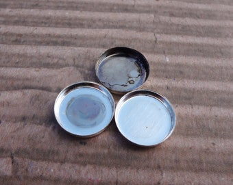 12mm Sterling Silver Plated Imperfect 2mm High Wall Round Bezel Settings for Flat Back Cabs 24pcs