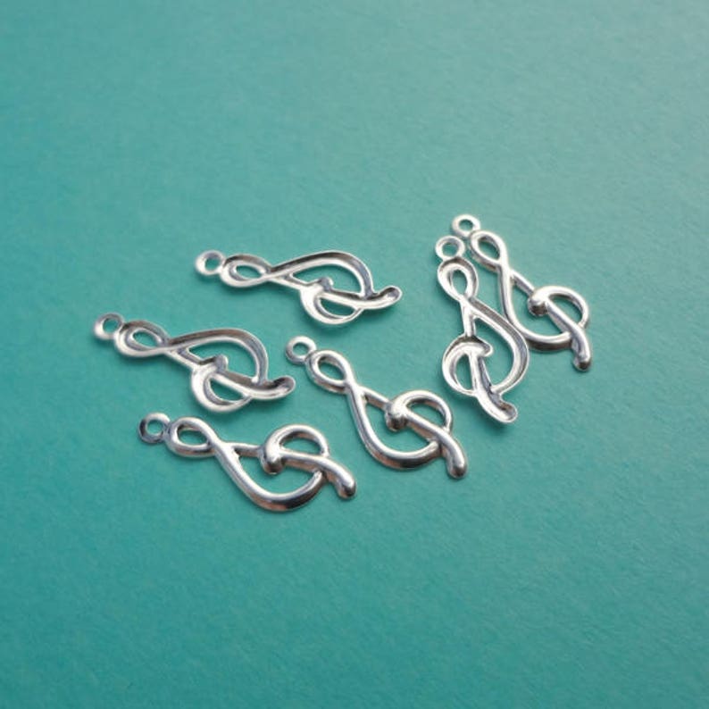 18.5 X 7mm Silver G Clef Treble Clef Hollowed Back Charm Etsy