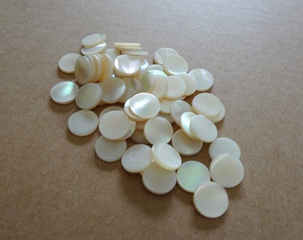 9mm Ivory Mother of Pearl Round Flat Back Smooth Top Disk Vintage Shell Stones 20PCS