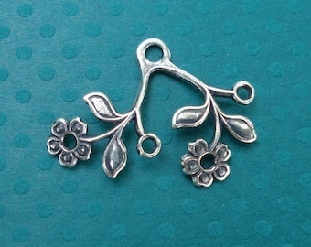 28 x 20 mm, latón chapado en plata antigua, 1 anillo, configuración de colgante de flor para collares * Configuración y accesorios para hacer joyas de bricolaje * 3 piezas