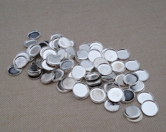 10mm Sterling Silver Plated 1mm Low Wall Round Flat Back Bezel Settings 12PCS * PLEASE READ *