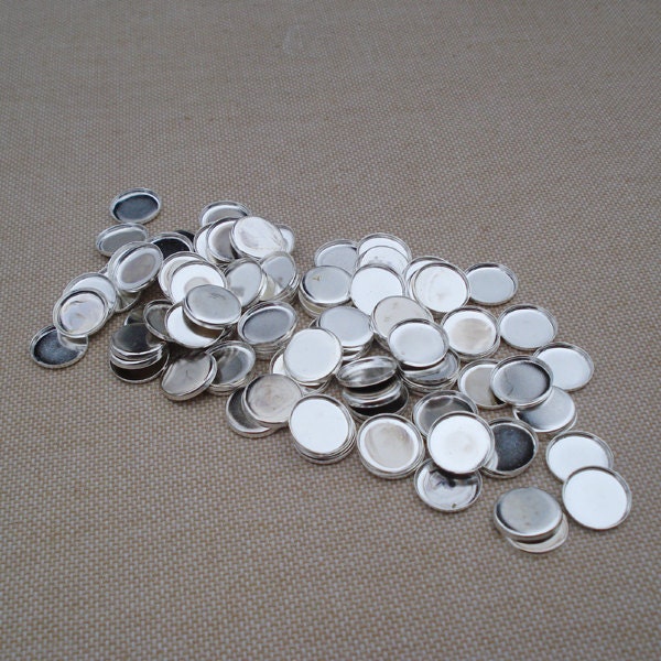 10mm Sterling Silver Plated 1mm Low Wall Round Flat Back Bezel Settings 12PCS * PLEASE READ *