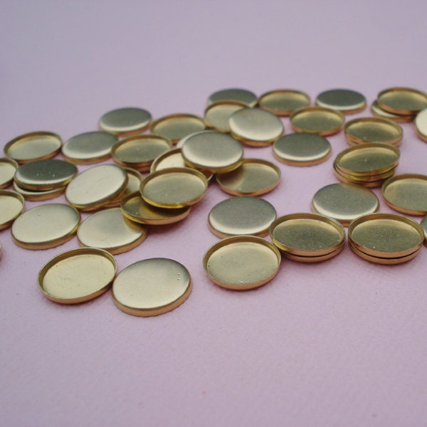 10mm Brass Bezel Round Closed Back Low Wall Settings for Fimo, Resin, Flat Back Cabs or Stones 24PCS