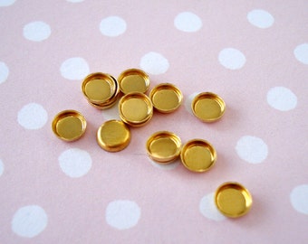 2.5mm Brass Low Wall Closed Back Settings for Flat Back Cabs, Resin, Fimo or Jewels 24pcs