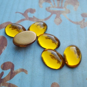 14x10mm Topaz Czech Preciosa Gold Foiled Flat Back Oval Glass Cabs * DIY Jewelry Making & Replacement Cabs * 12PCS