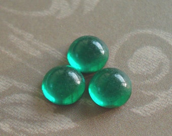 5mm Emerald Green Gold Foiled Flat Back Vintage Surface Wear Round Glass Cabs * Read * 24PCS