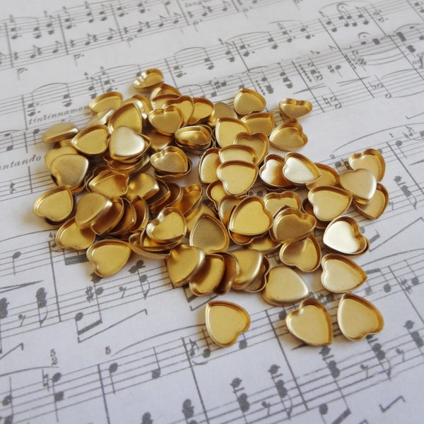 9mm Brass Heart Bezel Flat Back Settings with 1mm Low Wall for Fimo, Resin, Flat Back Cabs 24pcs