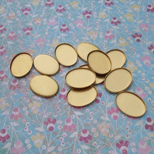 16x12mm Brass Oval Flat Back Bezel Settings with 1.5mm Low Wall for Flat Back Cabs or Jewels 12pcs
