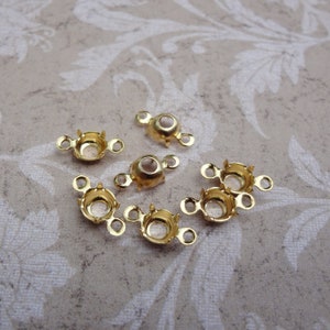 5mm 23ss Gold Plated 2 Ring Open Back Round Rhinestone Connector Prong Settings for Pointed or Flat Back Cabs 12PCS