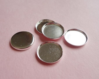 11mm Sterling Silver Plated 1.5mm Low Wall Round Bezel Settings for Flat Back Cabs or Stones 24pcs