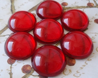 20mm Siam Ruby Red Gold Foiled Flat Back Round Czech Preciosa Glass Cabs * DIY Jewelry Making Project Supplies * 6PCS