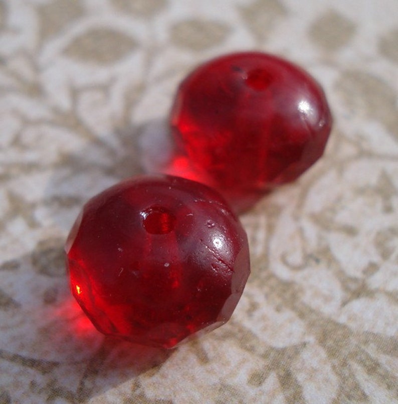 8x5mm Czech Light Garnet Red Faceted Glass Rondelle Beads 25 pieces image 2