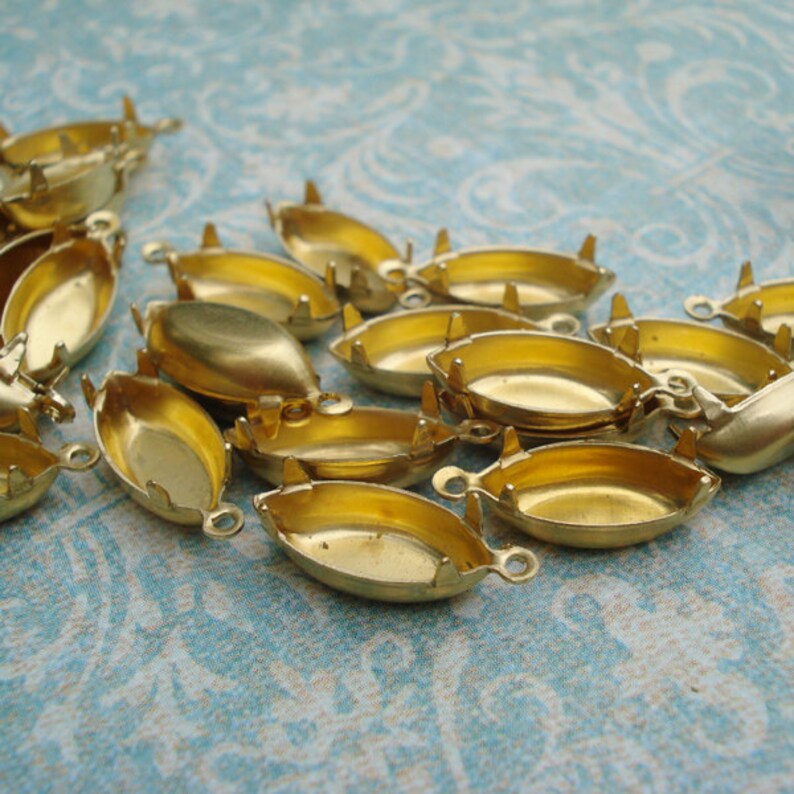 15x7mm Brass Navette 1 Ring Closed Back Rhinestone Settings Etsy