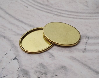 Brass 25x18mm Rolled Edge Oval Settings for your Flat Back Jewels or Cabs (6 pieces)