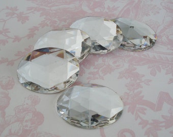 30x40mm Clear Crystal Gold Foiled Rauten Rose Cut Flat Back Oval Flat Back Glass Cab * DIY Jewelry Making Supplies & Replacements * 1PC