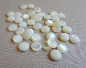 10mm Mother of Pearl Vintage Flat Back Smooth Top Round Shell Gemstone Cabs 10pcs