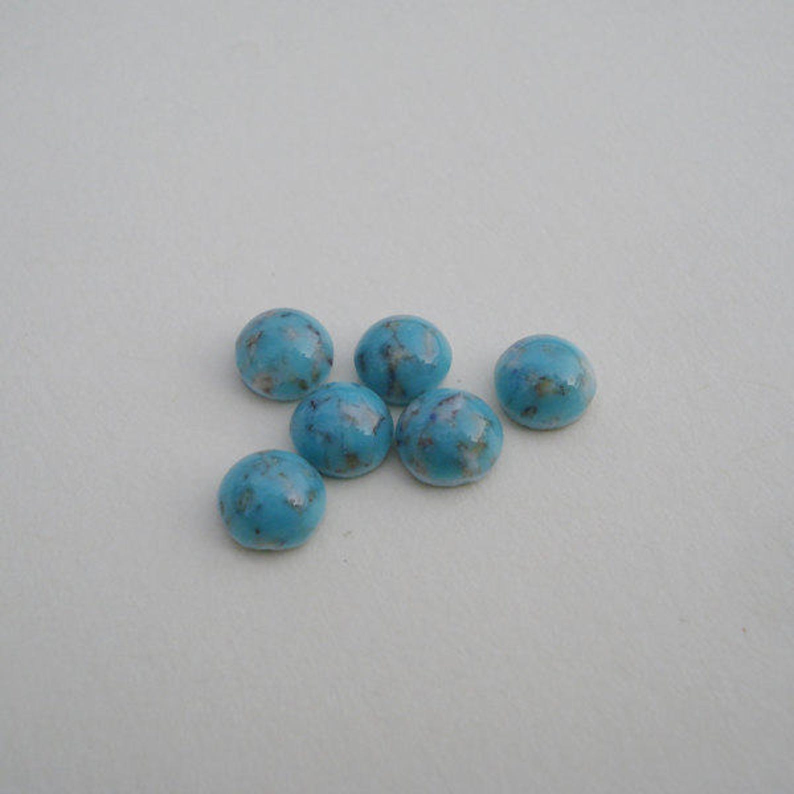 5mm Turquoise Matrix Czech Preciosa Flat Back Smooth Top Round Glass ...