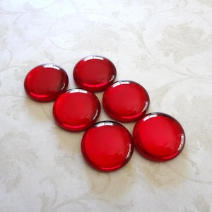 25mm Ruby Red Gold Foiled Flat Back Round Glass DIY Jewelry Making Cab 1PC