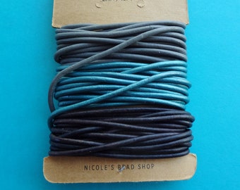 Cording on Card * Round Gem Leather Cord from Treasured Finds * 2mm * 6ft of each Color Total of 18ft * 3 Separate Colors