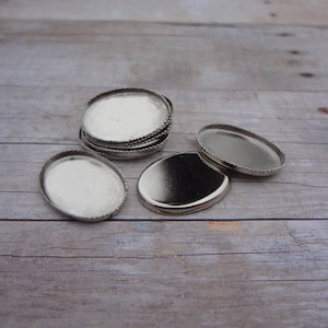 18x13 mm Plata Vintage Borde dentado Acero niquelado Parte posterior plana Ajustes de bisel ovalado 24 piezas