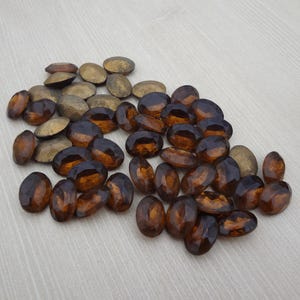 14x10mm Smoke Topaz Oval Gold Foiled Back Czech Vintage Glass Rhinestone * Cloudiness & Spotting in Foil for Perfect Vintage Look! * 12PCS