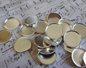12mm Sterling Silver Plated Round 1.5mm Low Wall Bezel Settings for Flat Back Cabs, Resin and Fimo 12PCS