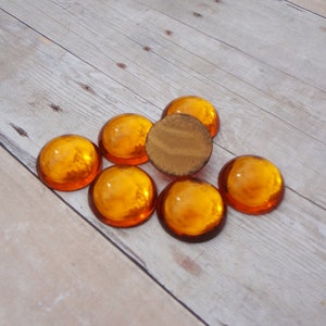18mm Topaz Vintage Gold Foiled Flat Back Round Smooth Top Dome Glass Cabs * DIY Jewelry Making & Replacement Cabs * 6PCS