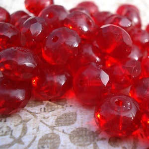 8x5mm Czech Light Garnet Red Faceted Glass Rondelle Beads 25 pieces image 3