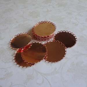 40mm Lace Edge Rose Gold Plated Round Flat Back Big Connector Settings 12PCS