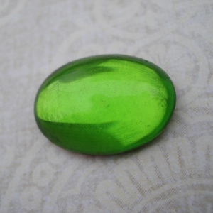 18x13mm Peridot Green Vintage Gold Foiled Flat Back Oval Glass Cabs * DIY Jewelry Making Supplies * 6PCS