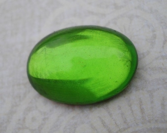 18x13mm Peridot Green Vintage Gold Foiled Flat Back Oval Glass Cabs 6pcs
