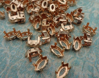 8 x 4 mm 真鍮ナベット 縫い付けラインストーンプロングセッティング 尖ったまたはフラットバックキャブ用 24個