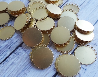 20mm Brass Scallop Lace Edge Round Connector Settings for Flat Back Jewels or Cabs 12PCS