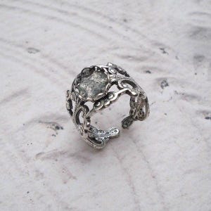 Vintage Adjustable Antique Silver Filigree Ring with 8x10mm Oval Setting * DIY Jewelry Making * 1PC