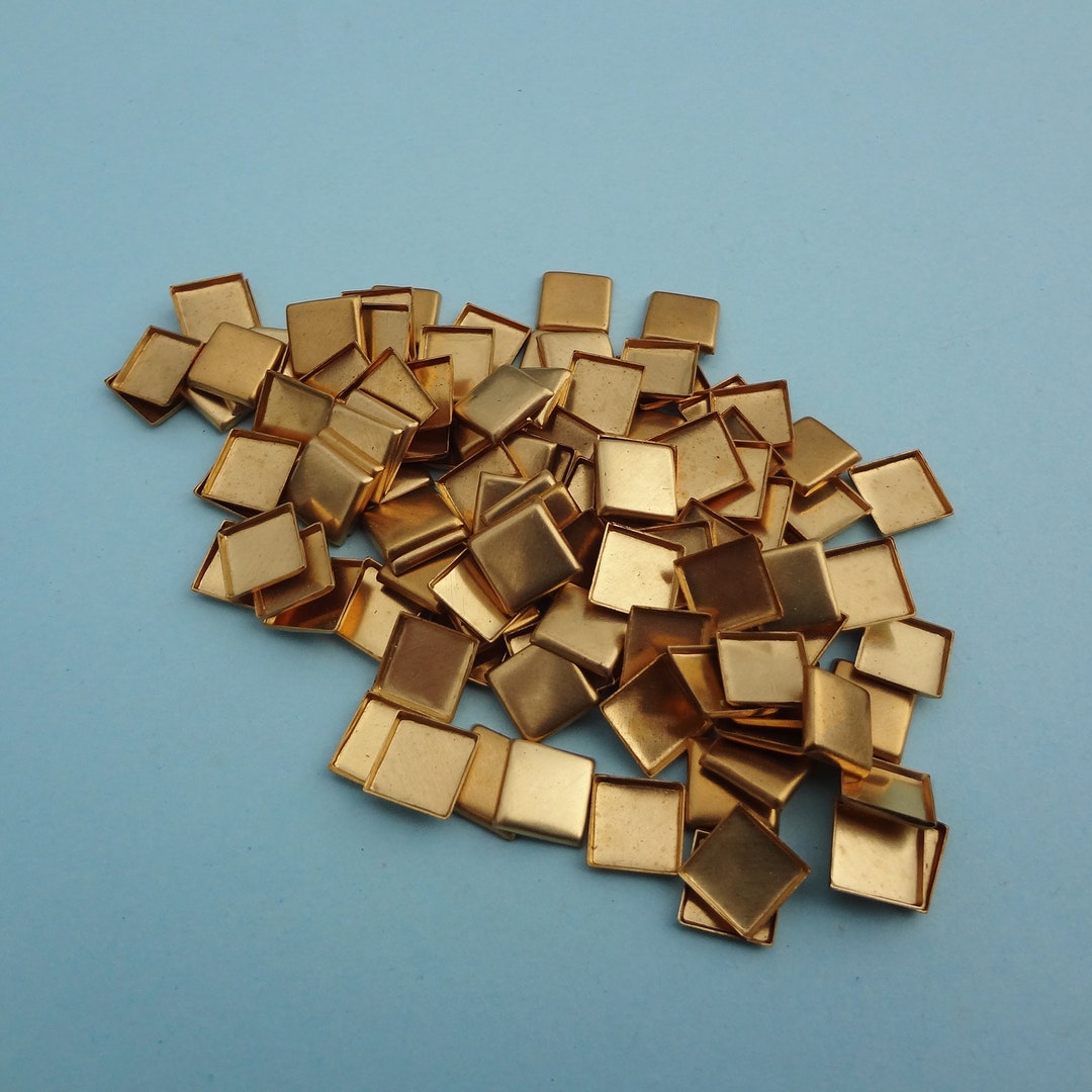 Square Closure 7mm Brass Square Closed Back Low Wall Bezel Settings for Flat Back ...