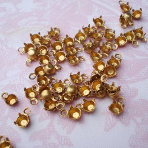 3mm/12ss Brass 1 Ring Closed Back Round Rhinestone Prong Settings for Pointed or Flat Back Jewels or Cabs 24PCS