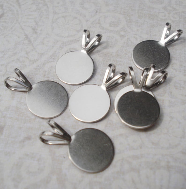Small 7mm Silver Plated Glue On Pendant Bails for Tiles or Flat Back Cabs 12 pcs