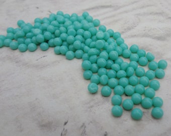 3mm Turquoise Opaque Czech Preciosa Flat Back Round Glass Cabs 24PCS