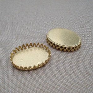 25x18mm Latón Fancy Crown Edge Flat Back Ajustes para 25x18mm Flat Back Cabs o Stones 6PCS