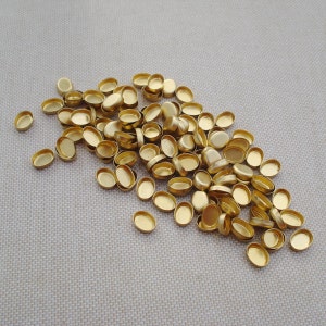 7x5mm Brass Oval Bezel Settings with 2mm High Wall for Resin, Fimo, Flat Back Cabs or Stones * DIY Jewelry Making Supplies * 24PCS