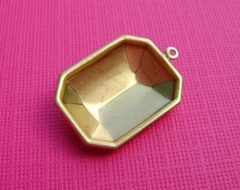 18x13mm Brass Octagon Glue In Jewel 1 Ring Closed Back Settings for Pointed or Flat Back Cabs 6pcs