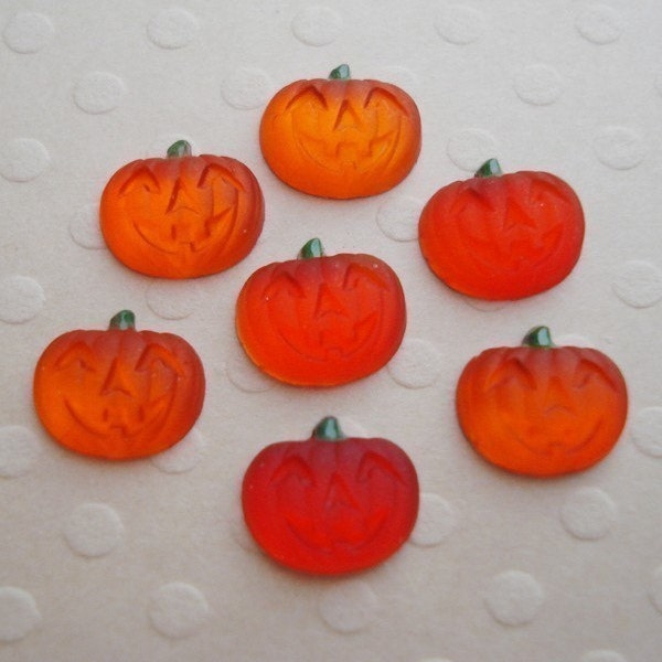 7mm Pumpkin Cabs Frosted Orange Glass Silver Foiled Flat Back Rhinestones 24PCS