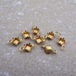 4mm Messing Platz 2 Ring geschlossen zurück Strass Prong Connector Einstellungen für spitze oder flache hintere Kabinen 24pcs